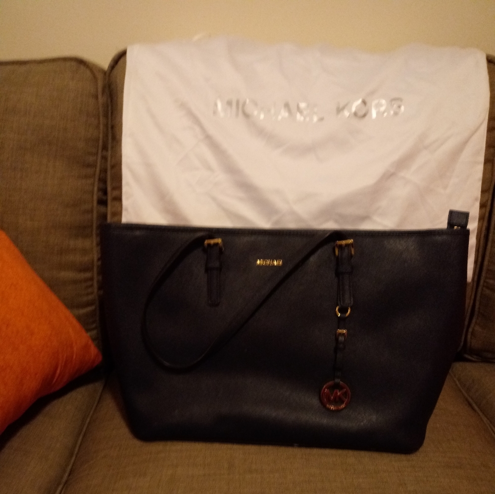 Navy leather large Michael Kors Tote Bag
